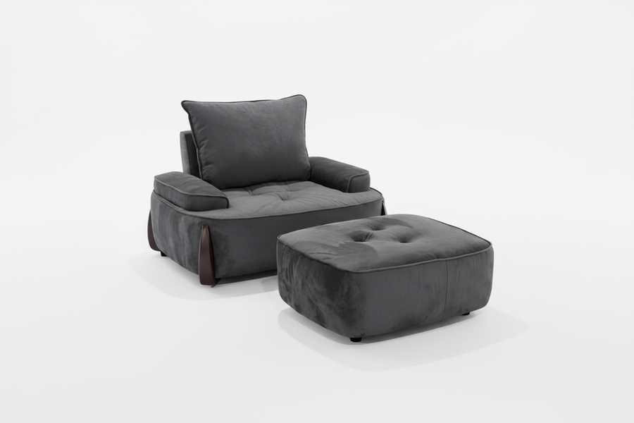 Kerean Arm Chair With Pouf